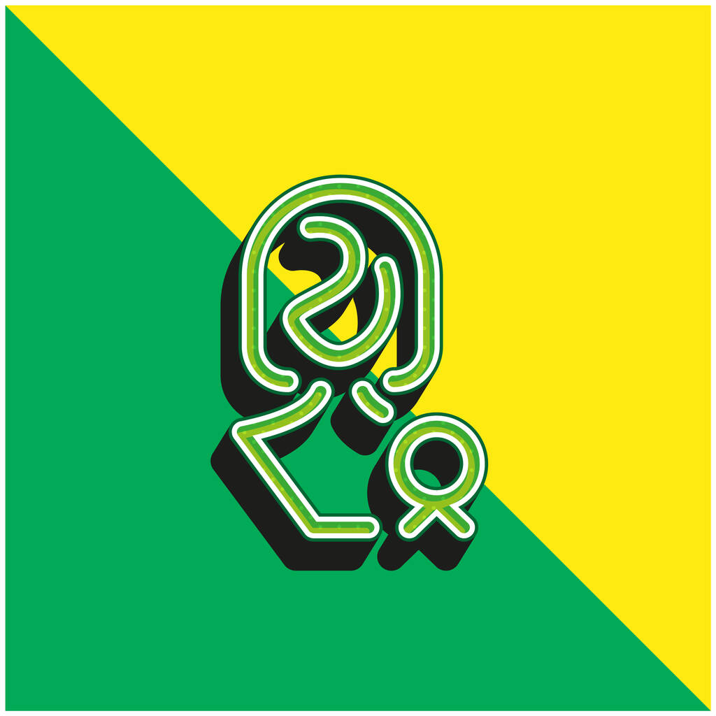 Bekroond Lady Groen en geel modern 3D vector icoon logo - Vector, afbeelding