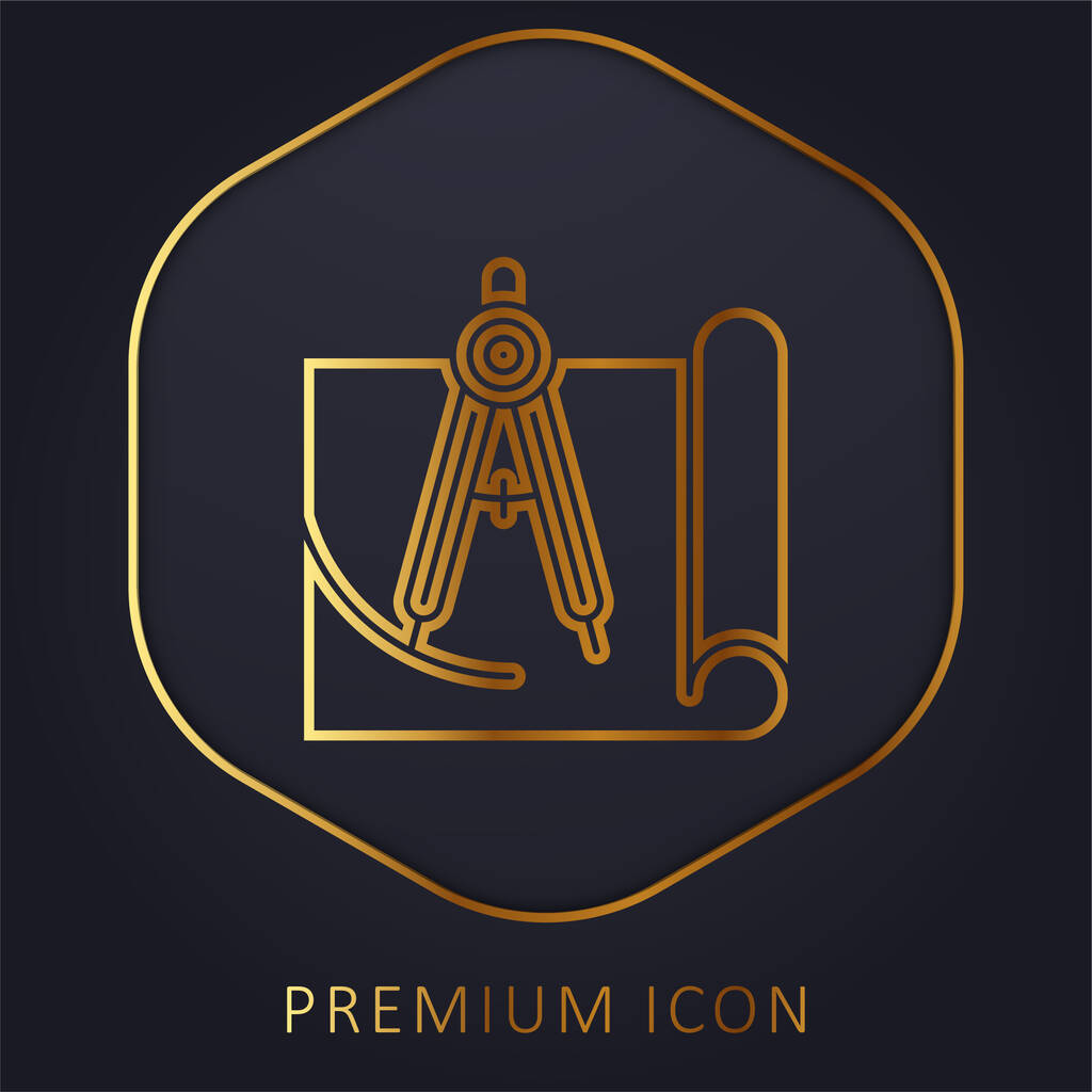 Blueprint ligne d'or logo premium ou icône - Vecteur, image
