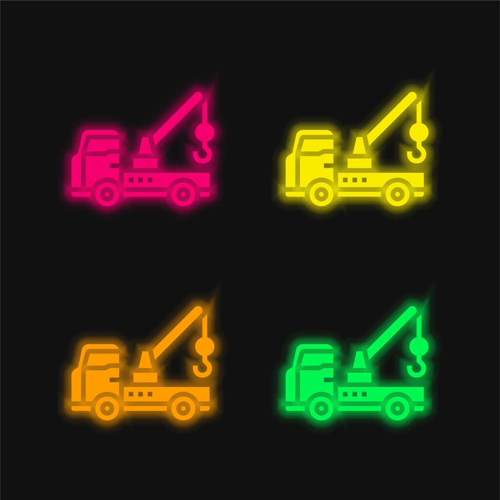 Aufschlüsselung vier Farben leuchtenden Neon-Vektor-Symbol - Vektor, Bild
