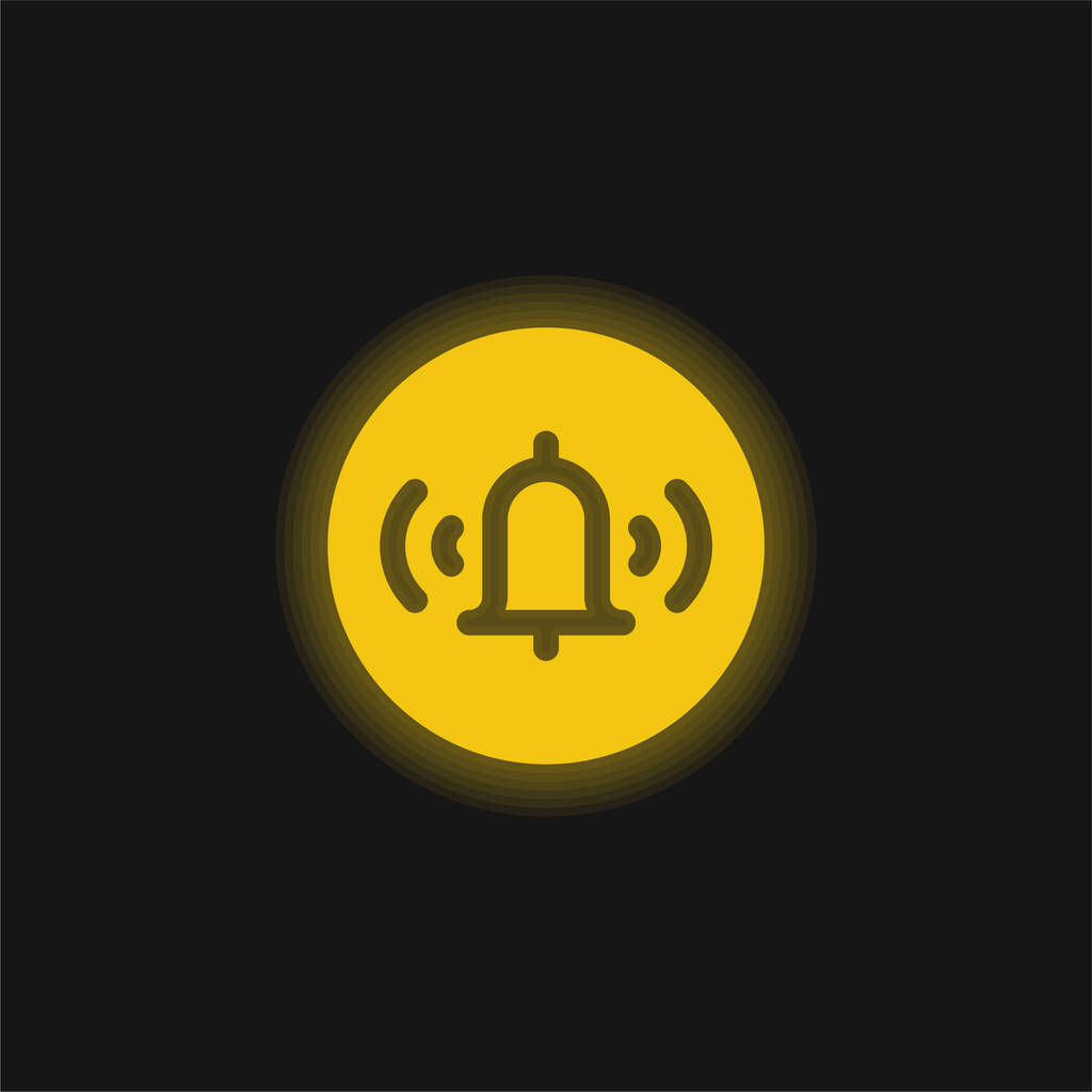 Alarmknopf gelb leuchtendes Neon-Symbol - Vektor, Bild