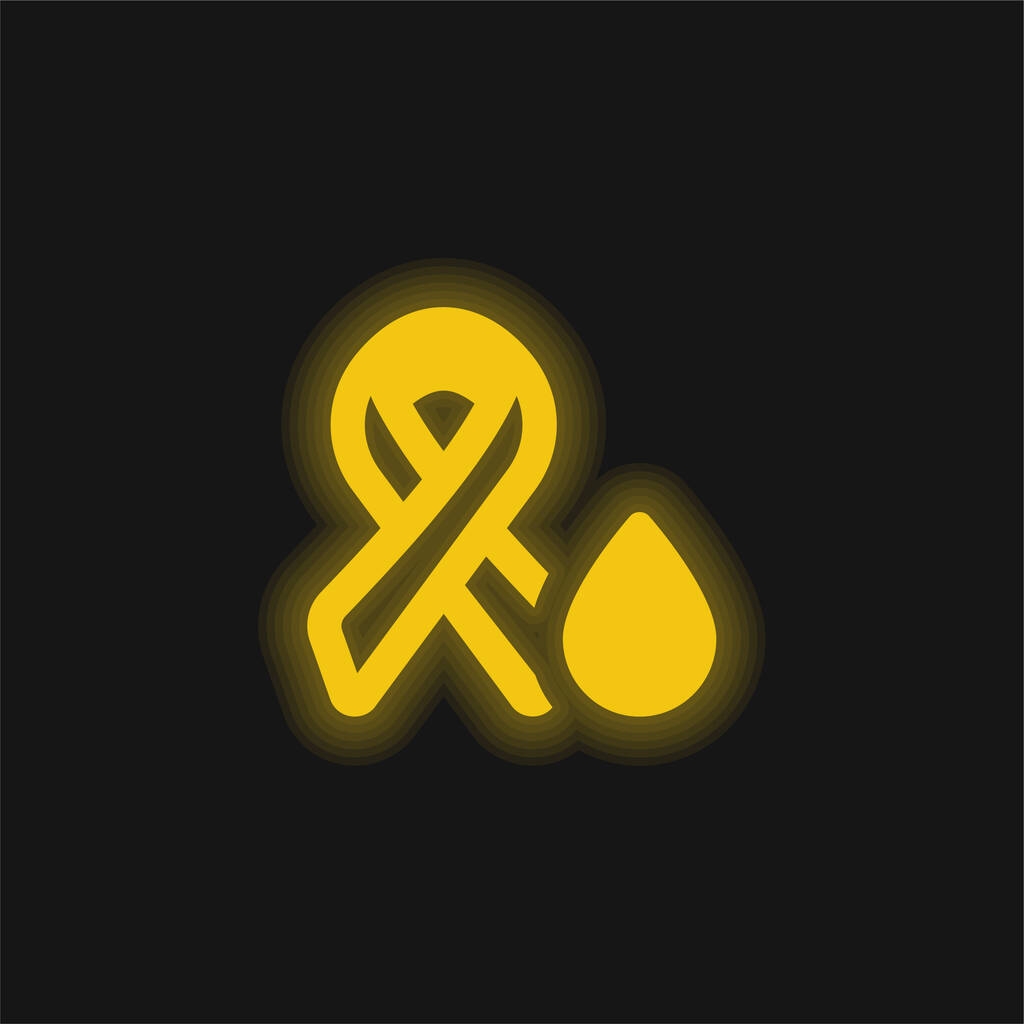 血液検査黄色の輝くネオンアイコン - ベクター画像