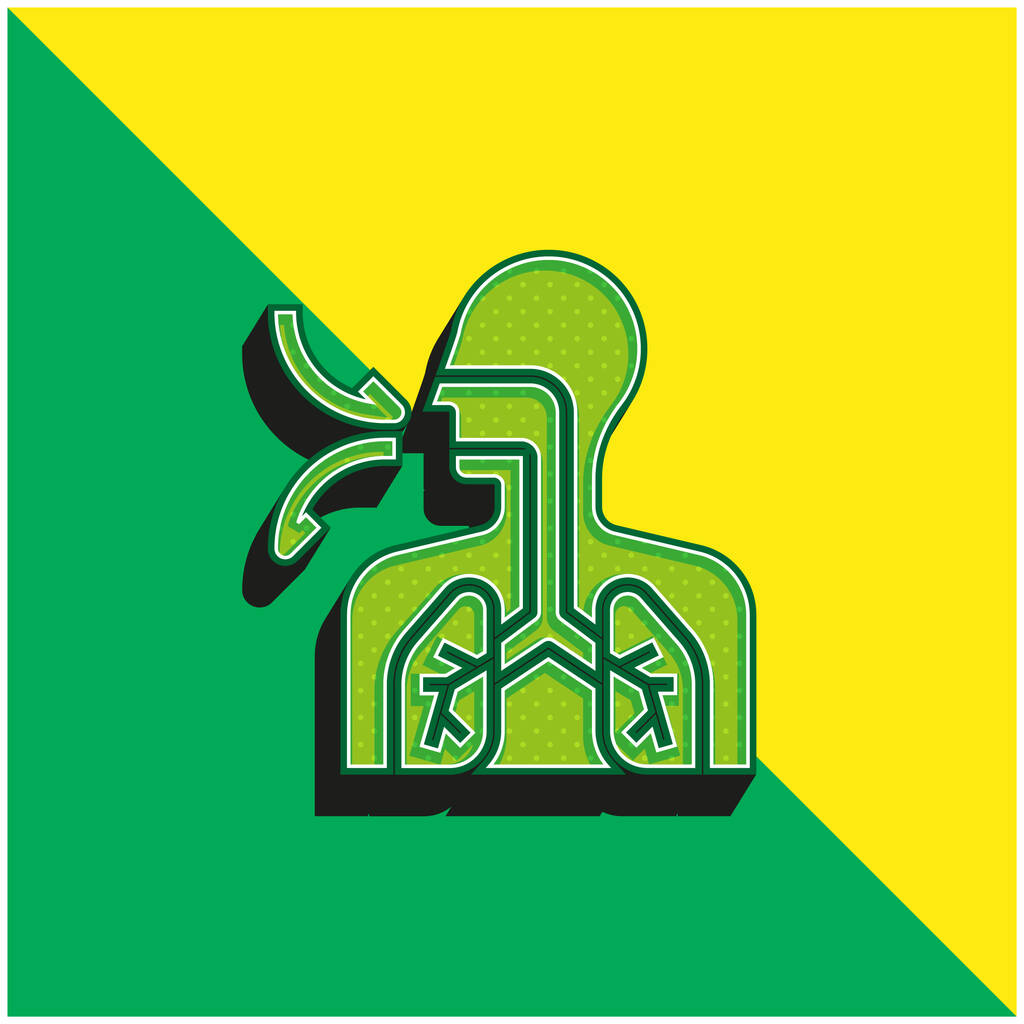 Logo vectoriel 3D moderne vert et jaune respirant - Vecteur, image