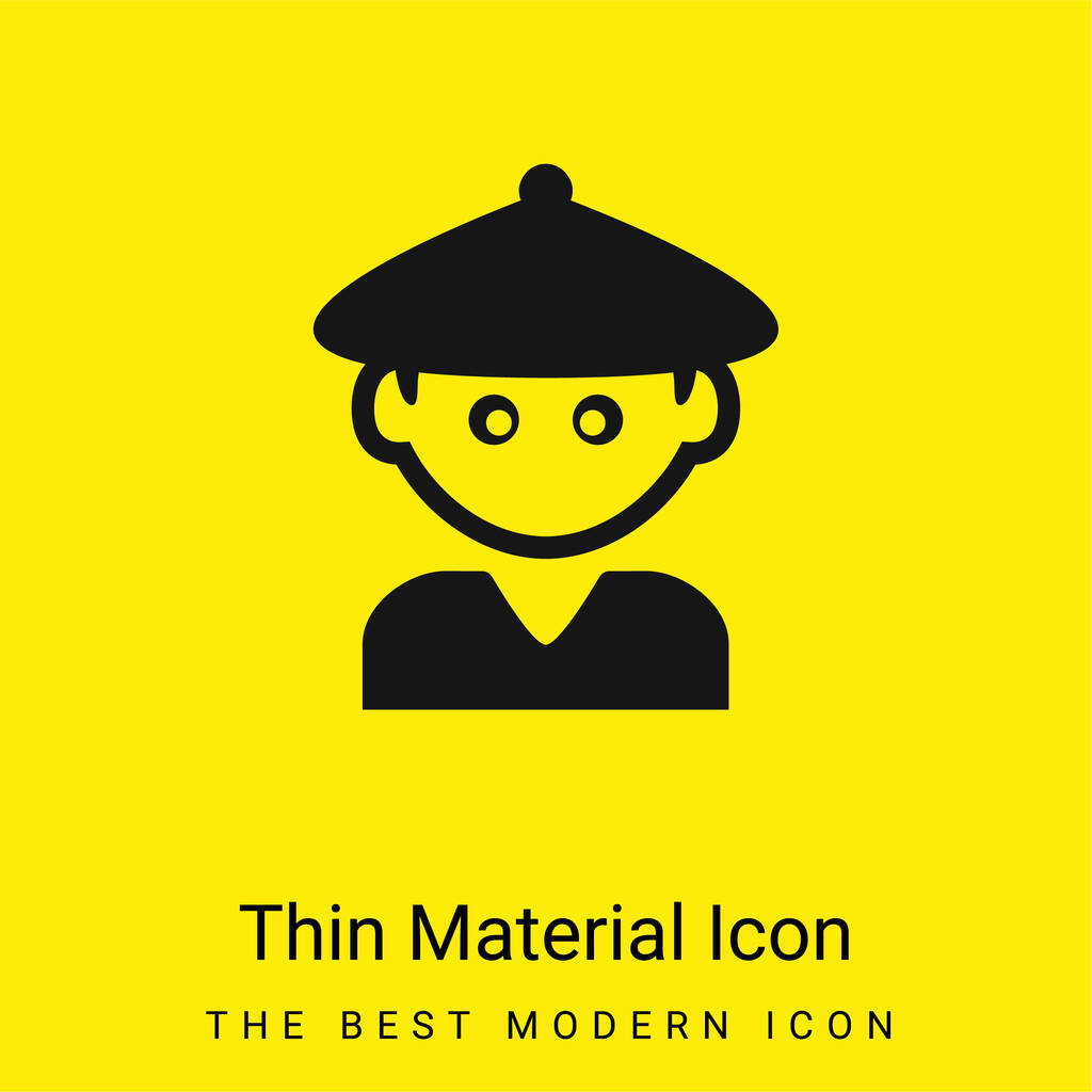 Boy With Chinese Hat minimális fényes sárga anyag ikon - Vektor, kép