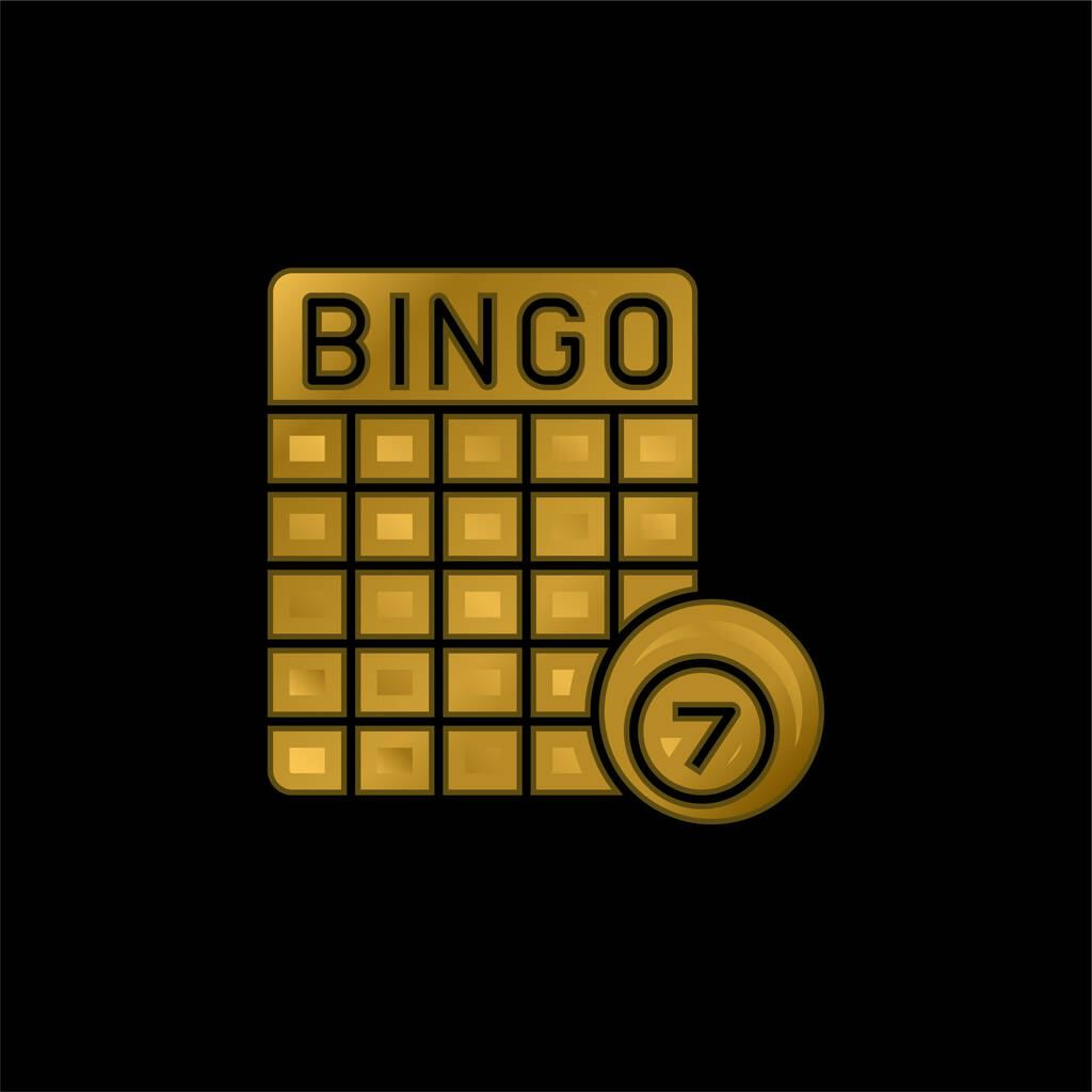 Bingo gold plated metalic icon or logo vector - Vector, Image