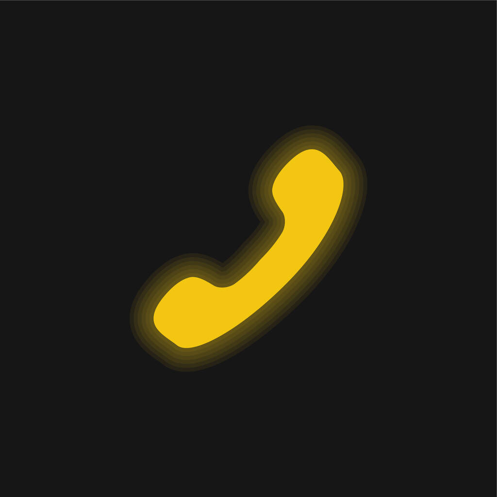 Μαύρο τηλέφωνο Auricular κίτρινο λαμπερό νέον εικονίδιο - Διάνυσμα, εικόνα