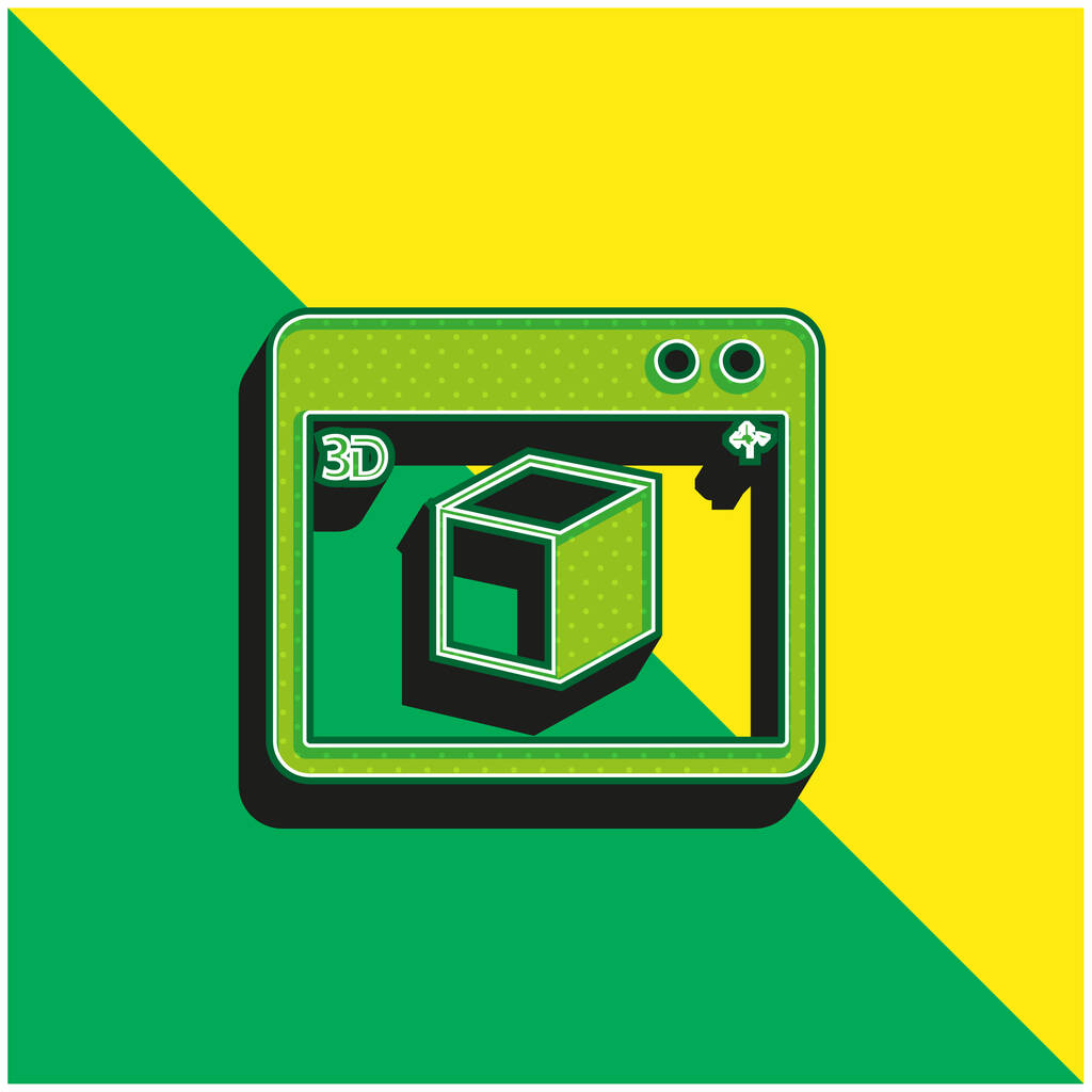 Simbolo della finestra rettangolare della stampante 3d Logo moderno dell'icona vettoriale 3d verde e giallo - Vettoriali, immagini