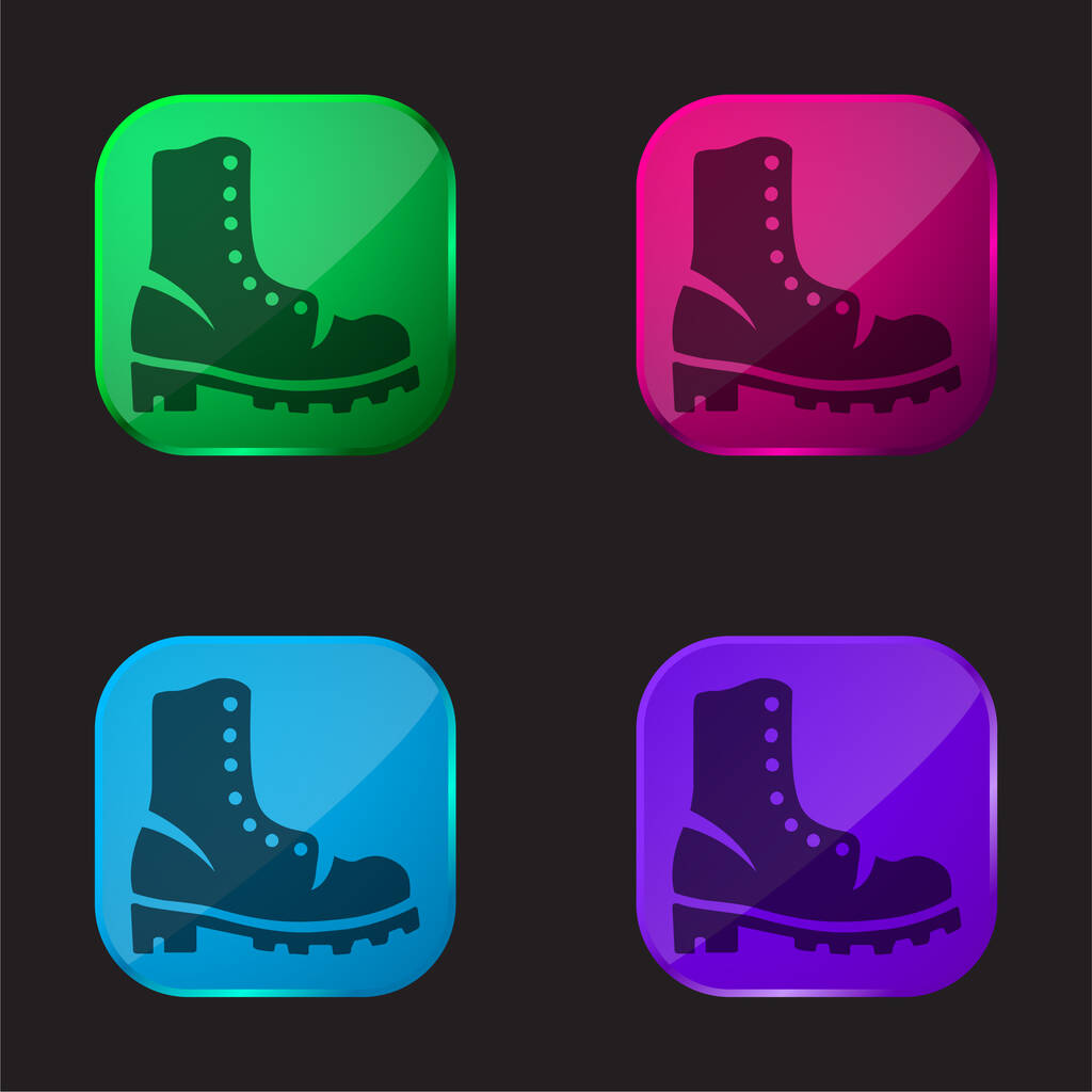 Big Boot τέσσερις εικονίδιο κουμπί γυαλί χρώμα - Διάνυσμα, εικόνα