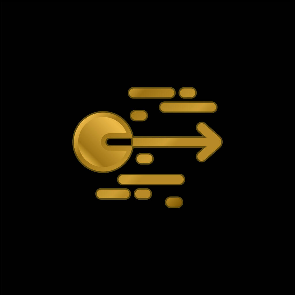 Acceleration gold plated metalic icon or logo vector - Vector, Image
