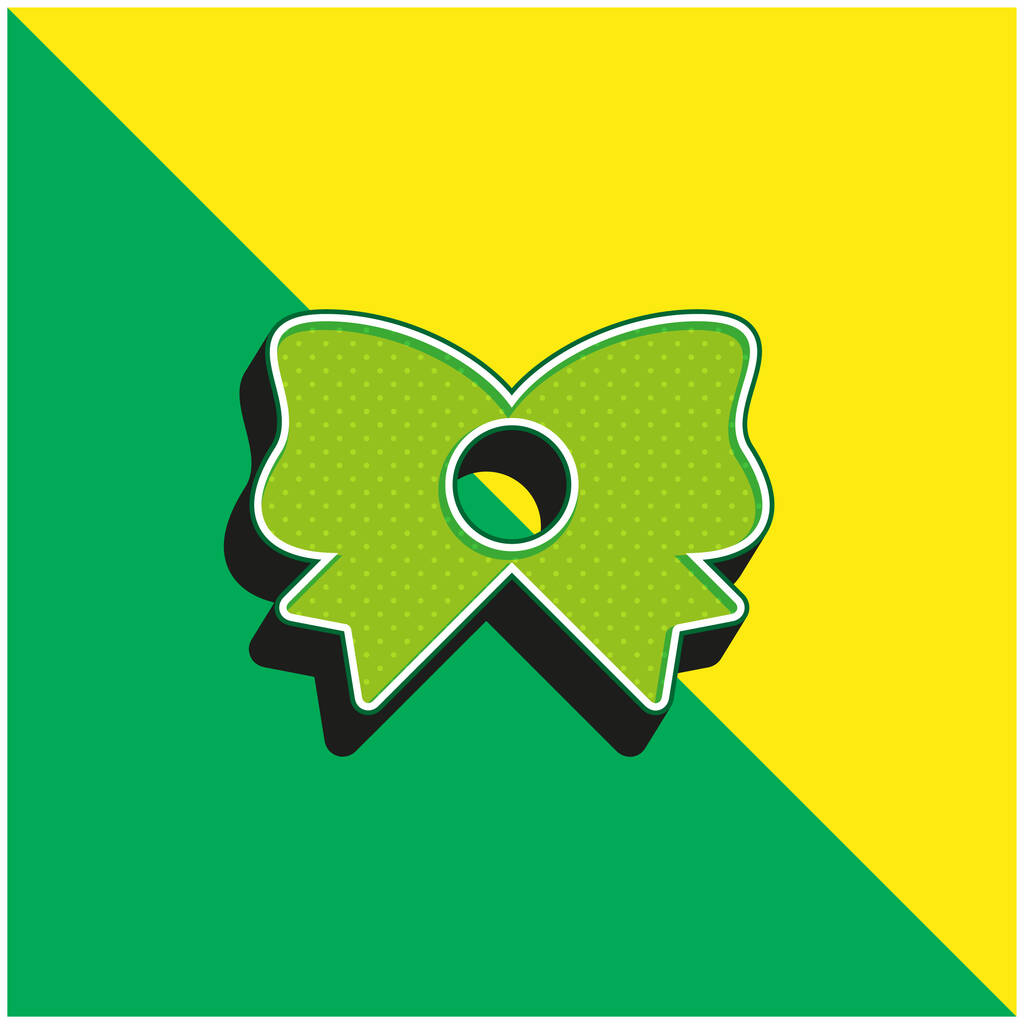 Современный трехмерный векторный логотип Bow Green и желтый - Вектор,изображение