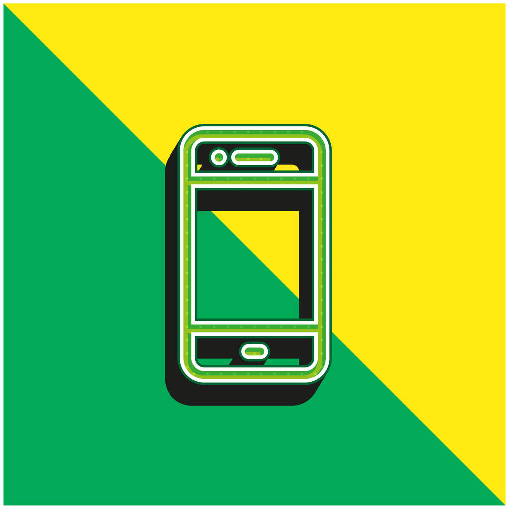 Velký telefon Zelená a žlutá moderní 3D vektorové logo ikony - Vektor, obrázek