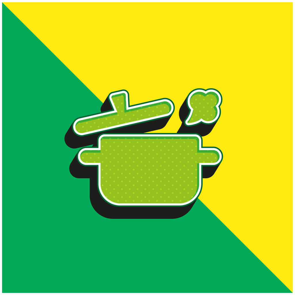 Boling Pot Vert et jaune moderne icône vectorielle 3d logo - Vecteur, image