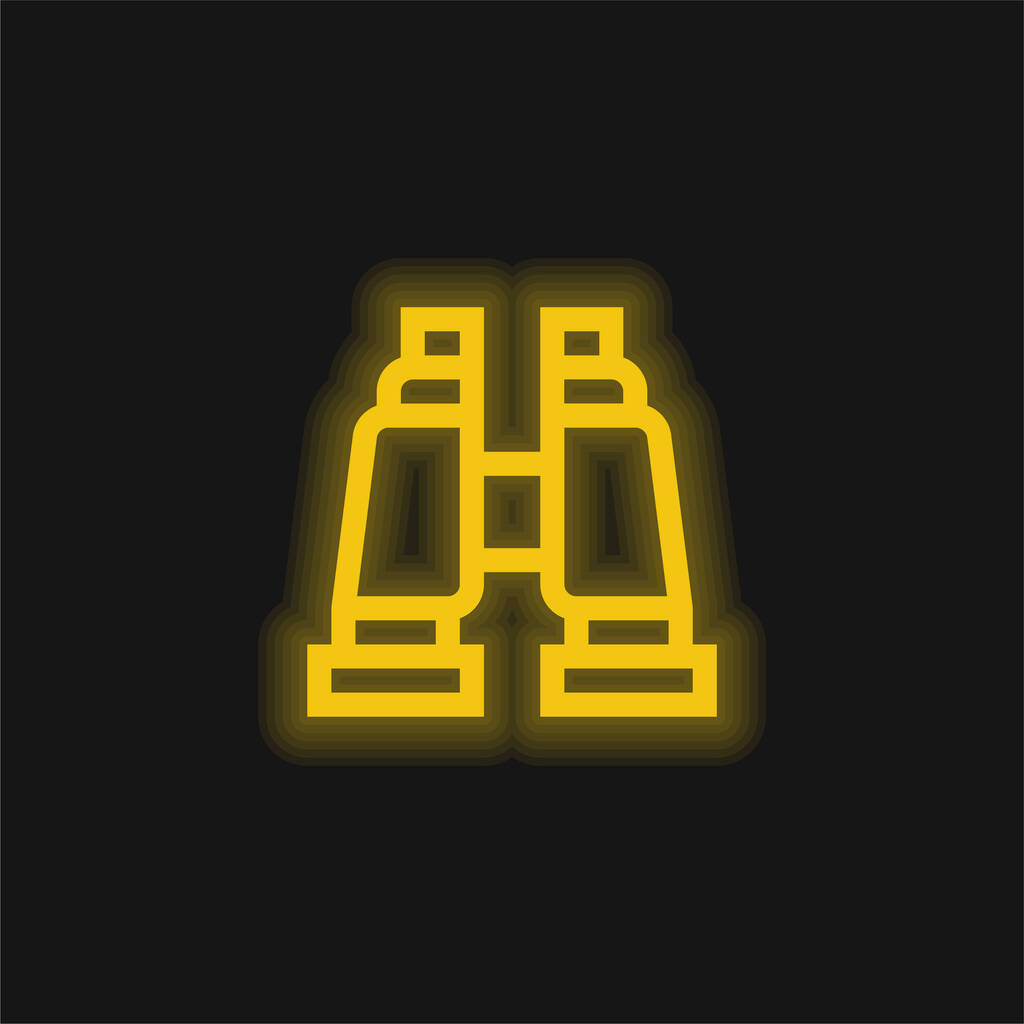 Бінокулярна жовта сяюча неонова іконка
 - Вектор, зображення