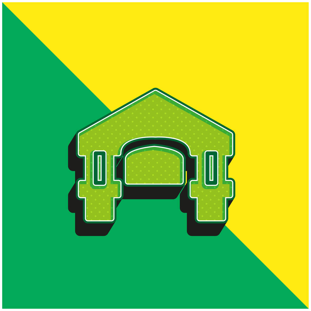Starožitná budova Zelená a žlutá moderní 3D vektorové logo ikony - Vektor, obrázek