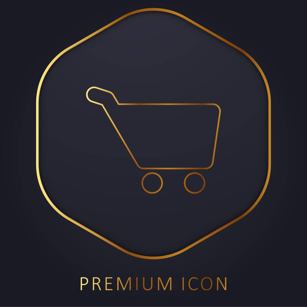 Carro de comercio electrónico negro logotipo premium de línea dorada o icono - Vector, imagen