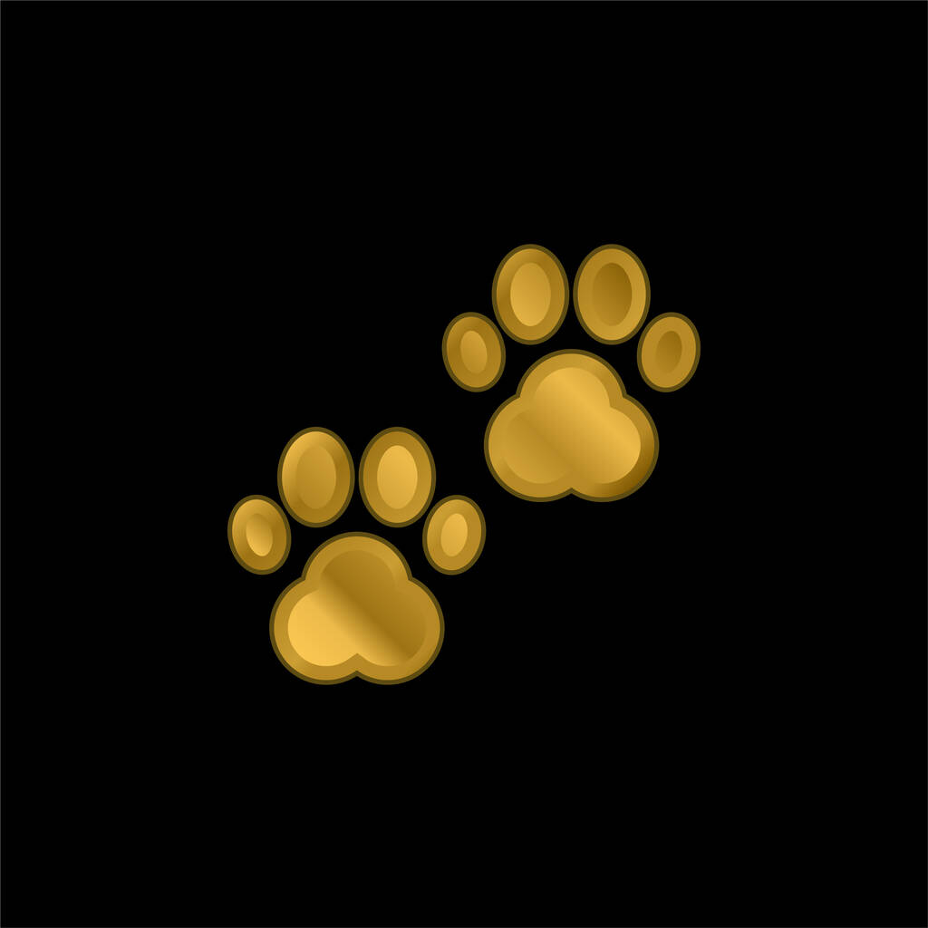 Odciski zwierząt złocone metaliczna ikona lub wektor logo - Wektor, obraz