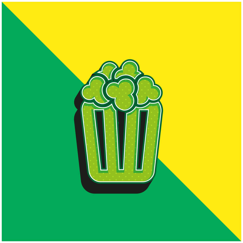 Boîte De Popcorn Logo vectoriel 3d moderne vert et jaune - Vecteur, image