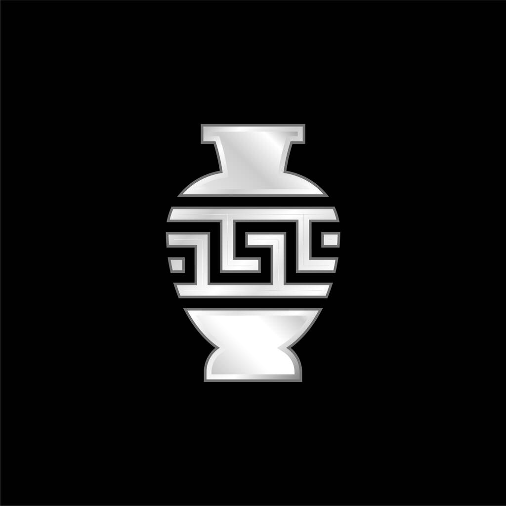 Stříbrná metalická ikona Amphora - Vektor, obrázek