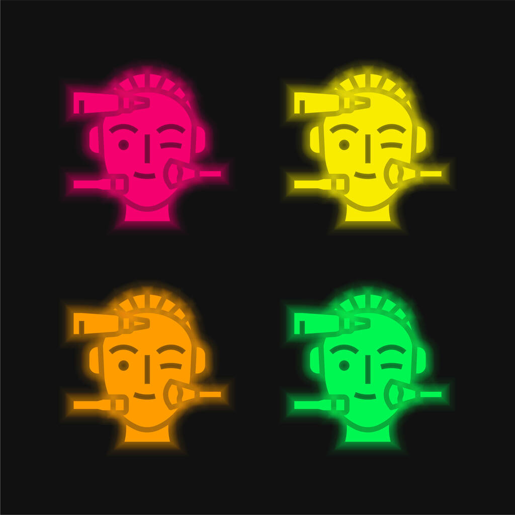 Tratamento de beleza ícone de vetor de néon brilhante de quatro cores - Vetor, Imagem