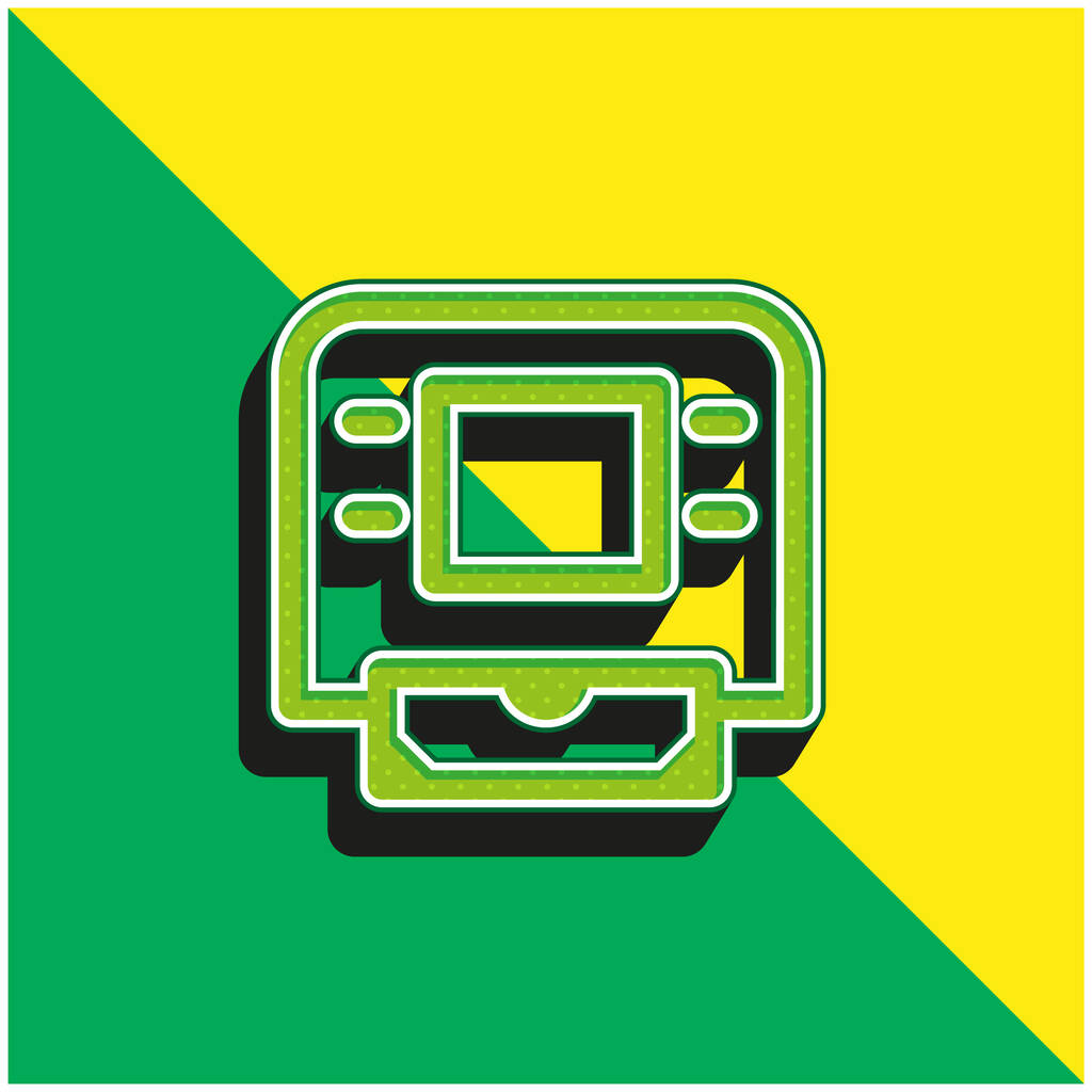 ATM MAchine Verde y amarillo moderno vector 3d icono del logotipo - Vector, imagen