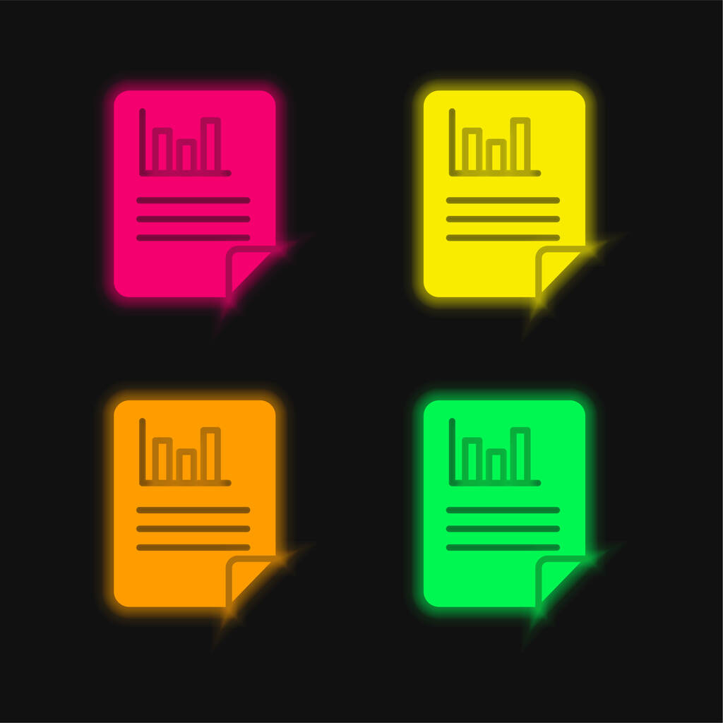 Analitik dört renk parlayan neon vektör simgesi - Vektör, Görsel
