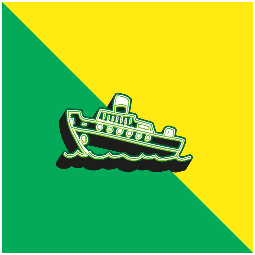 Łódź Zielony i żółty nowoczesny ikona wektora 3D logo - Wektor, obraz