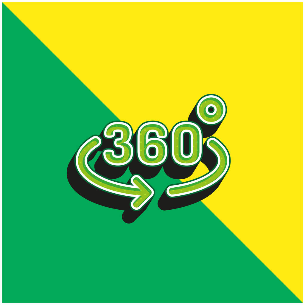 360 grados verde y amarillo moderno vector 3d icono logotipo - Vector, Imagen