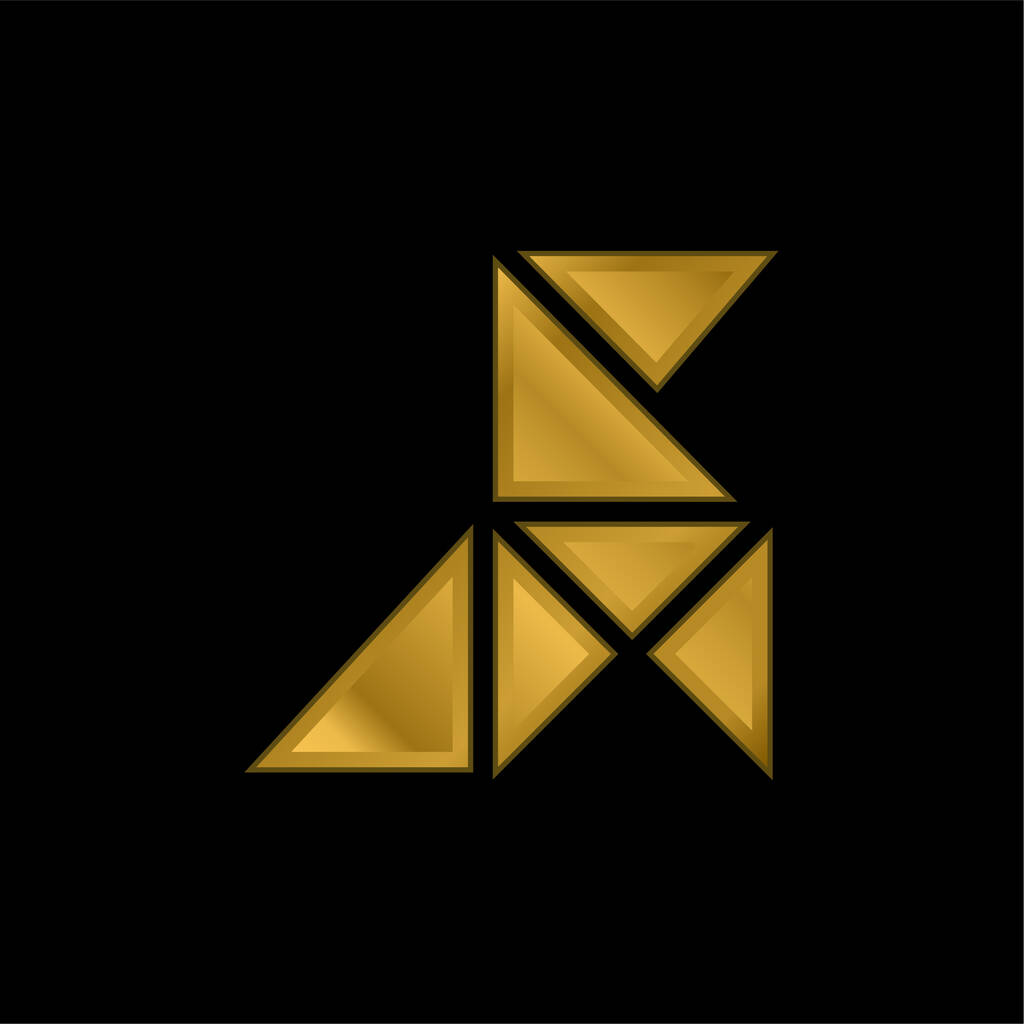 Пташиний золотий металевий значок або вектор логотипу
 - Вектор, зображення