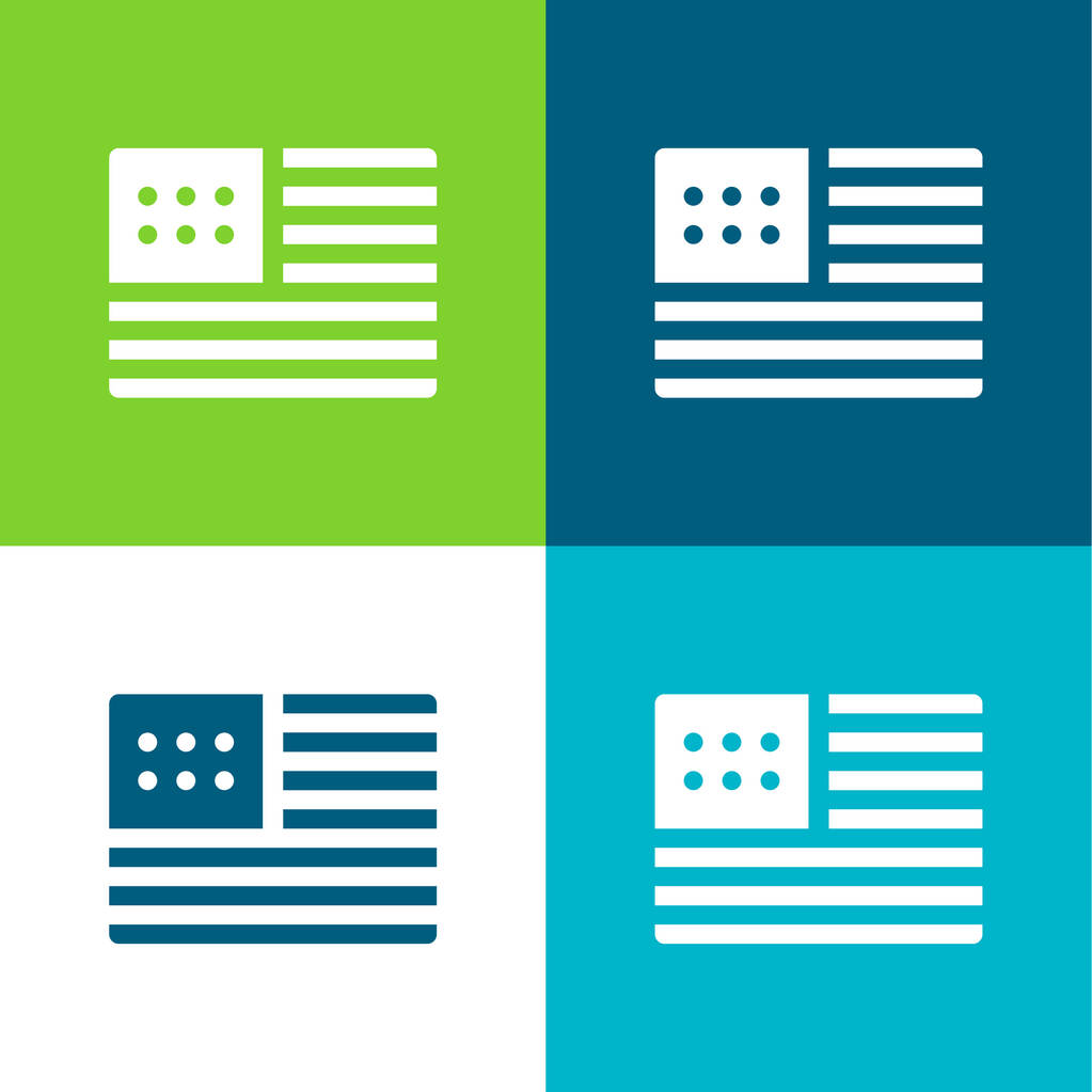 America Flat conjunto de iconos mínimos de cuatro colores - Vector, Imagen