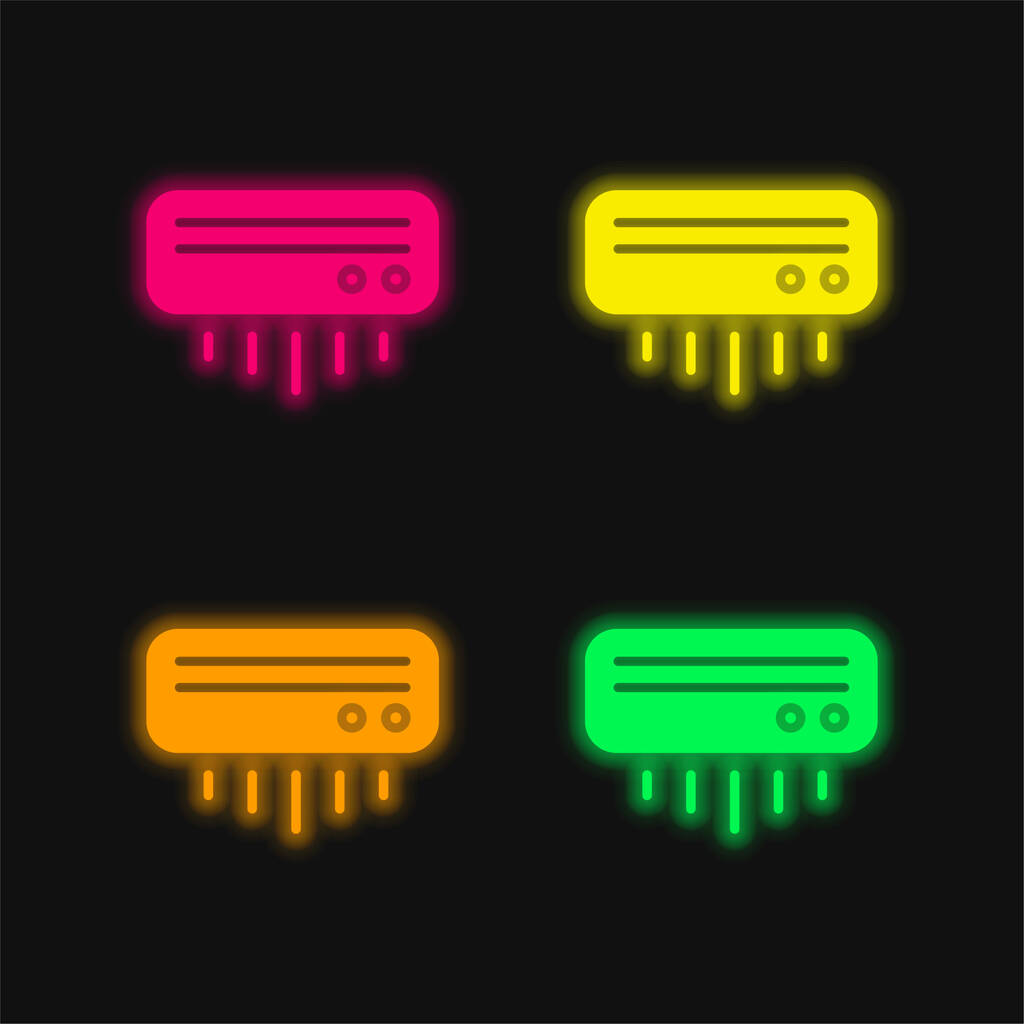 Ar condicionado quatro cores brilhante neon vetor ícone - Vetor, Imagem