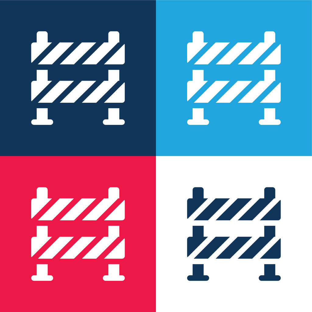 Barriera blu e rosso quattro colori set icona minima - Vettoriali, immagini