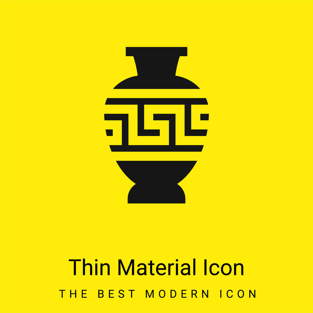 Ánfora mínimo icono de material amarillo brillante - Vector, Imagen