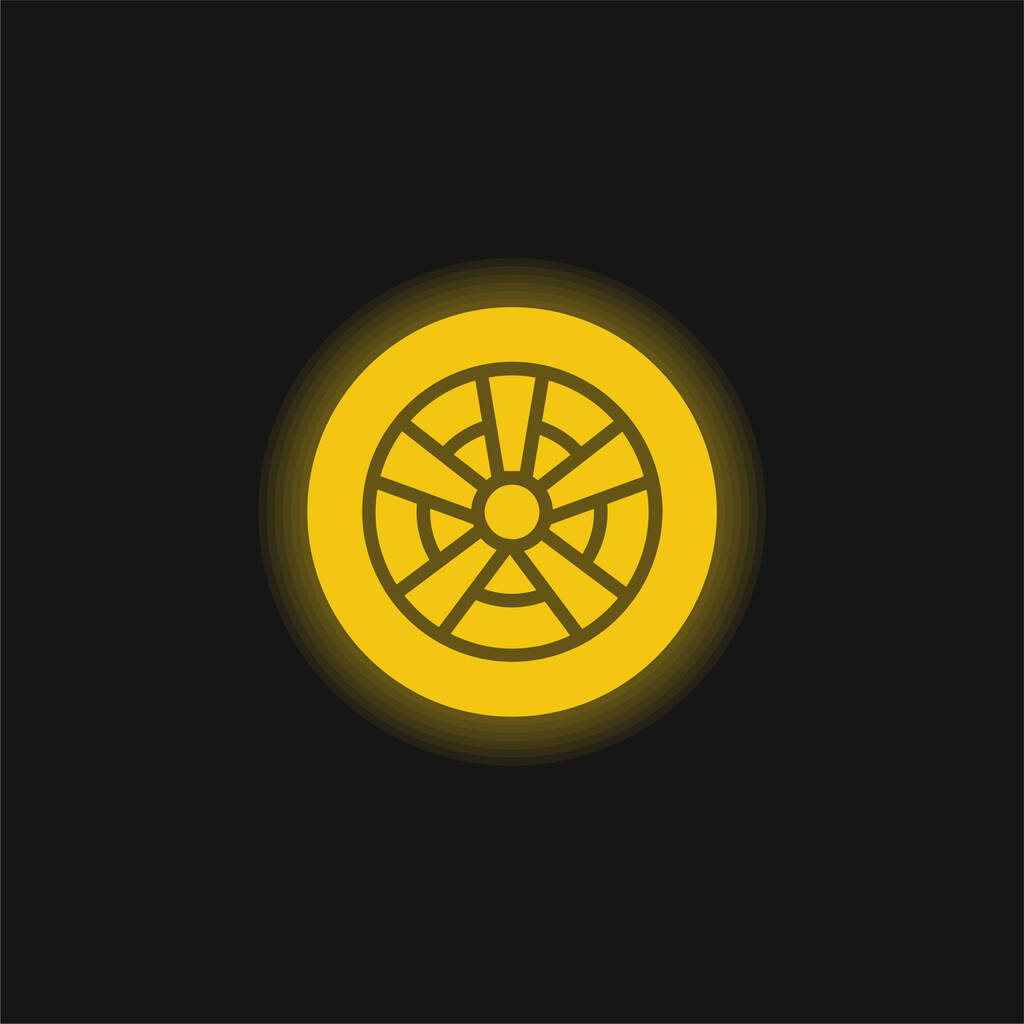 Κράμα Τροχός κίτρινο λαμπερό νέον εικονίδιο - Διάνυσμα, εικόνα
