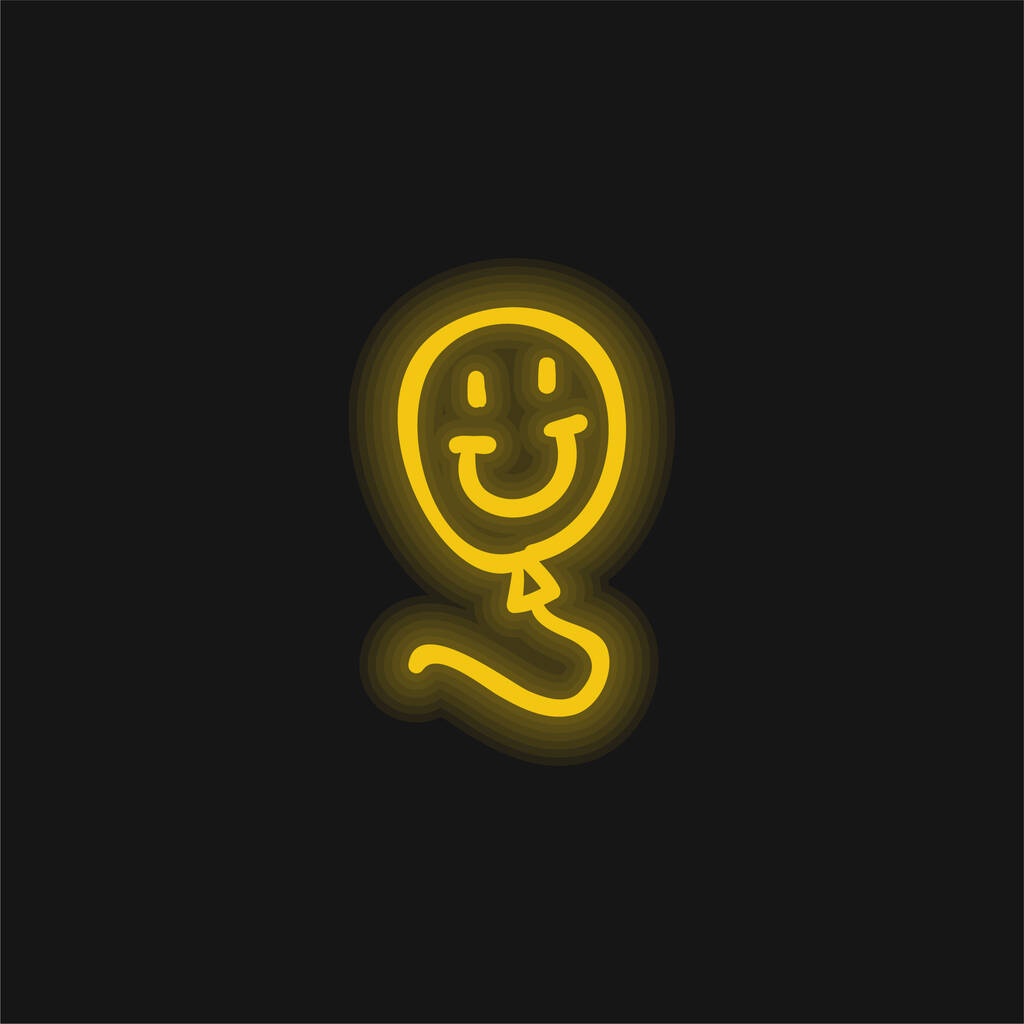 Balón Usmívající se hračka Žlutá zářící neon ikona - Vektor, obrázek