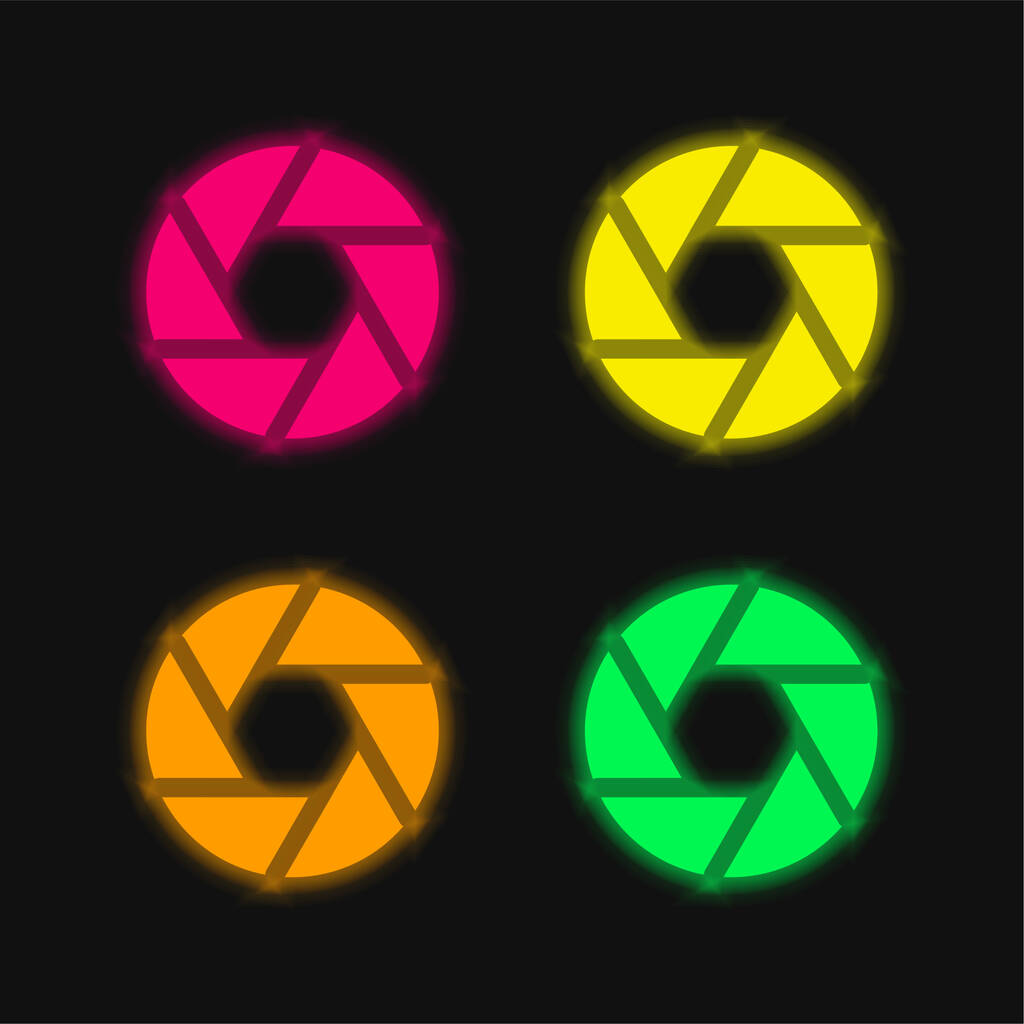 Przysłona cztery kolor świecący neon wektor ikona - Wektor, obraz