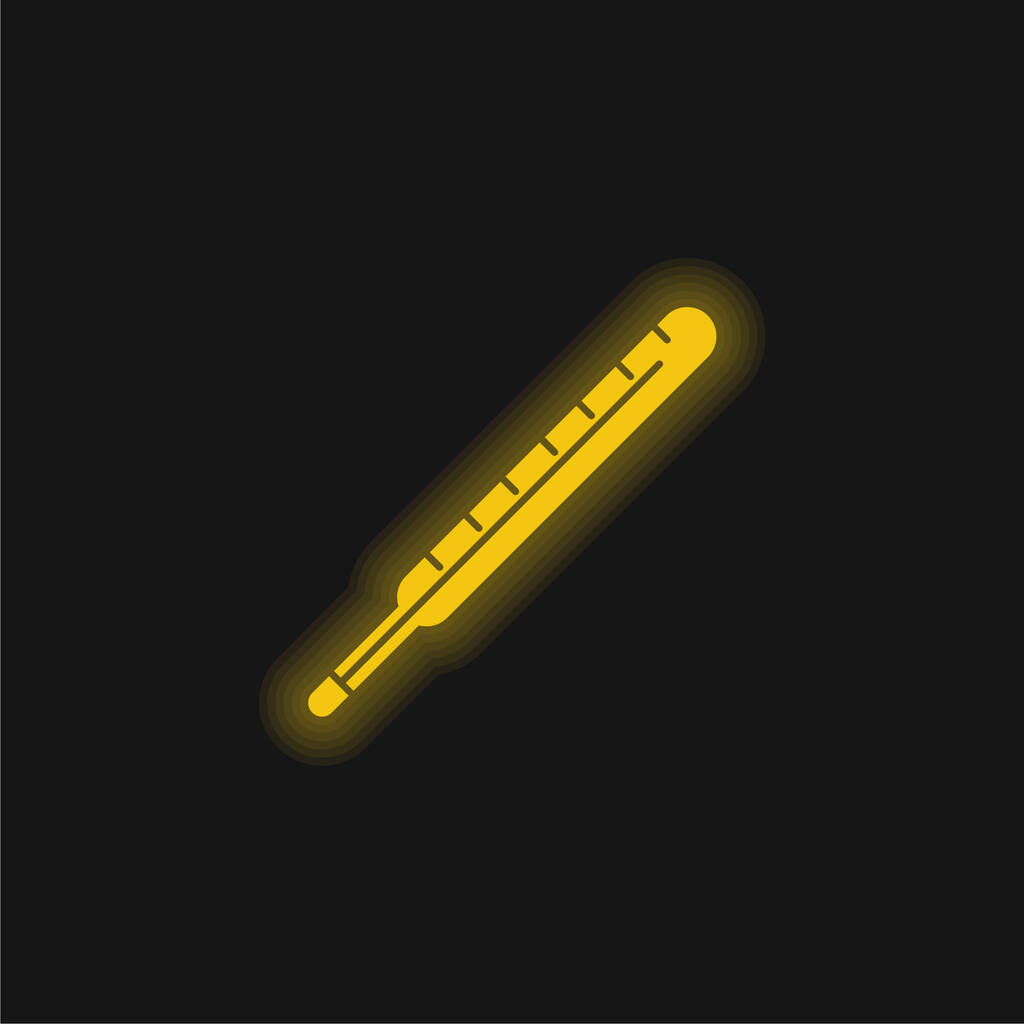 Body Thermometer yellow glowing neon icon - Vector, Image