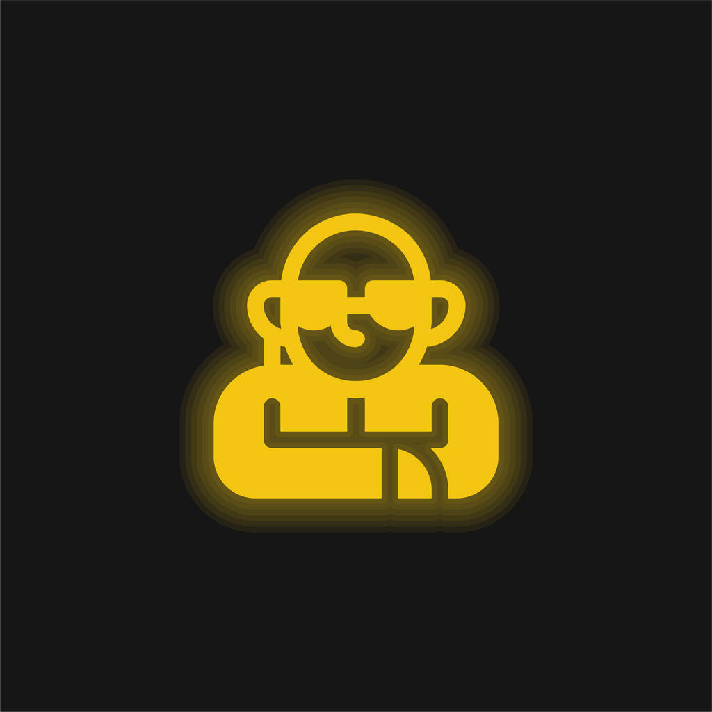 Testőr sárga izzó neon ikon - Vektor, kép