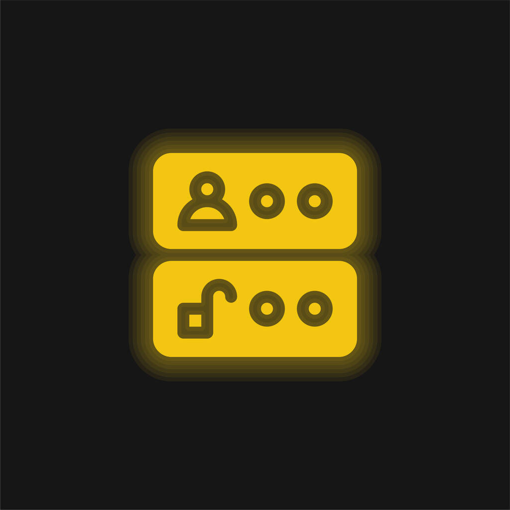 Acceso amarillo brillante icono de neón - Vector, Imagen