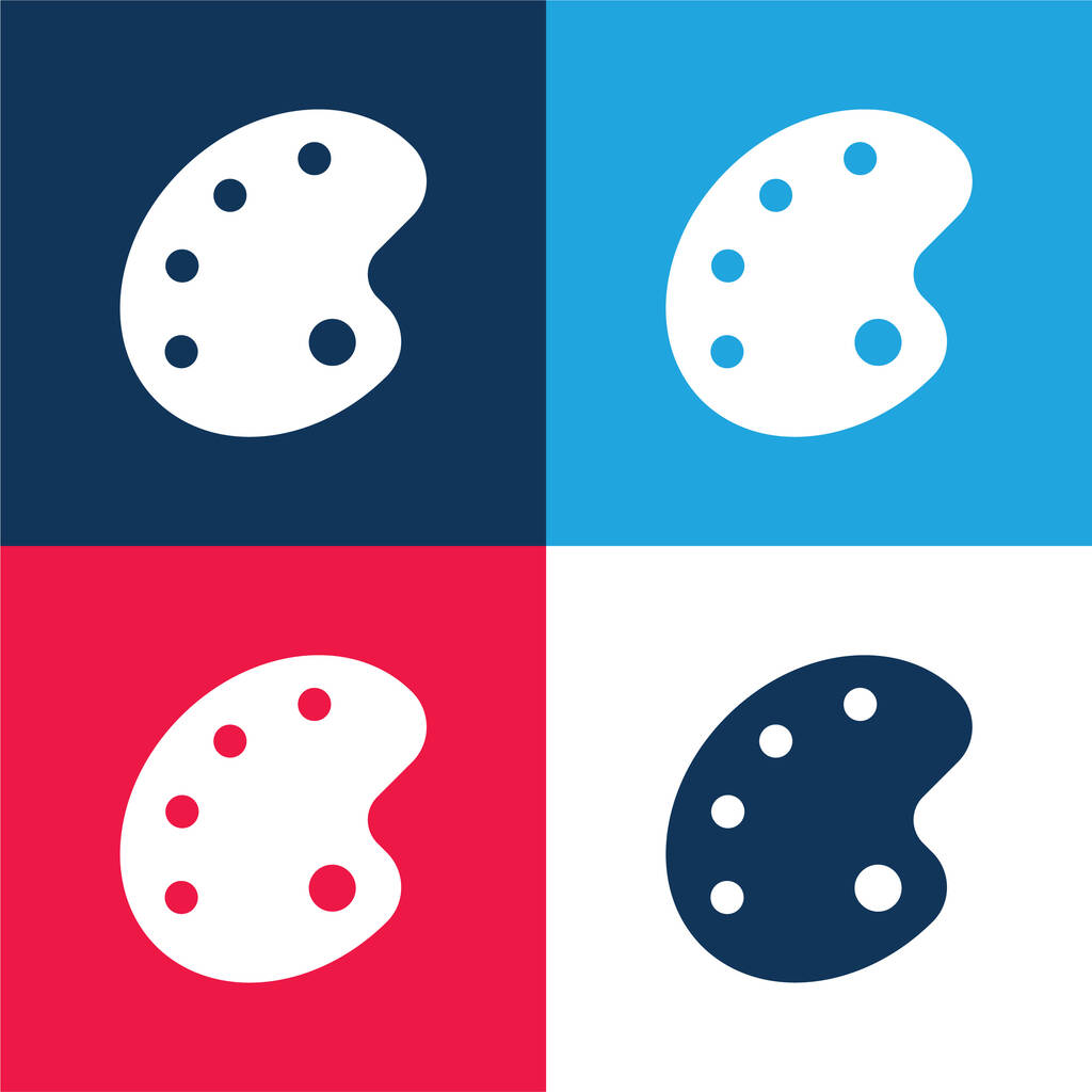 Artista Paleta azul y rojo de cuatro colores mínimo icono conjunto - Vector, Imagen