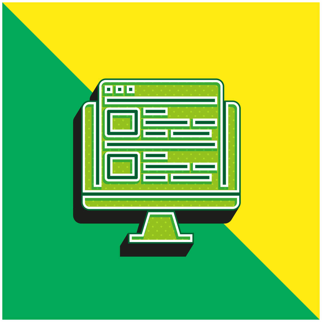 Yeşil ve sarı güncel 3d vektör simgesi logosu - Vektör, Görsel