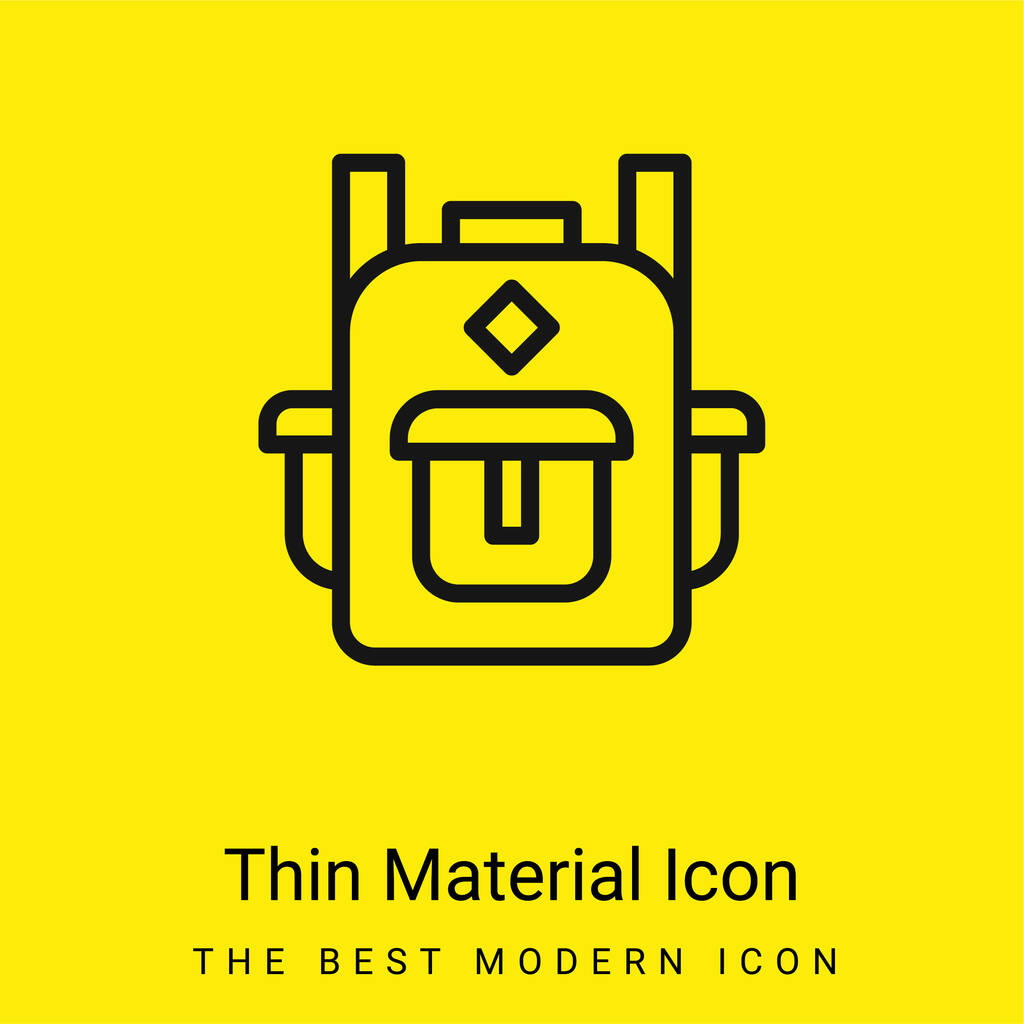 Backpack minimal bright yellow material icon - Vector, Image
