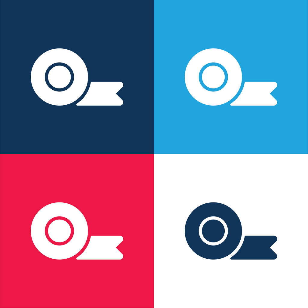 Plakband blauw en rood vier kleuren minimale pictogram set - Vector, afbeelding