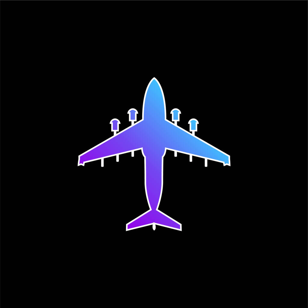 飛行機青グラデーションベクトルアイコン - ベクター画像
