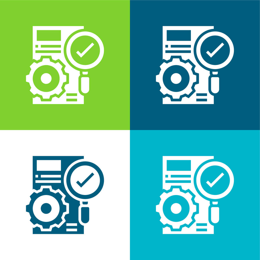 Précision Ensemble d'icônes minimal plat quatre couleurs - Vecteur, image