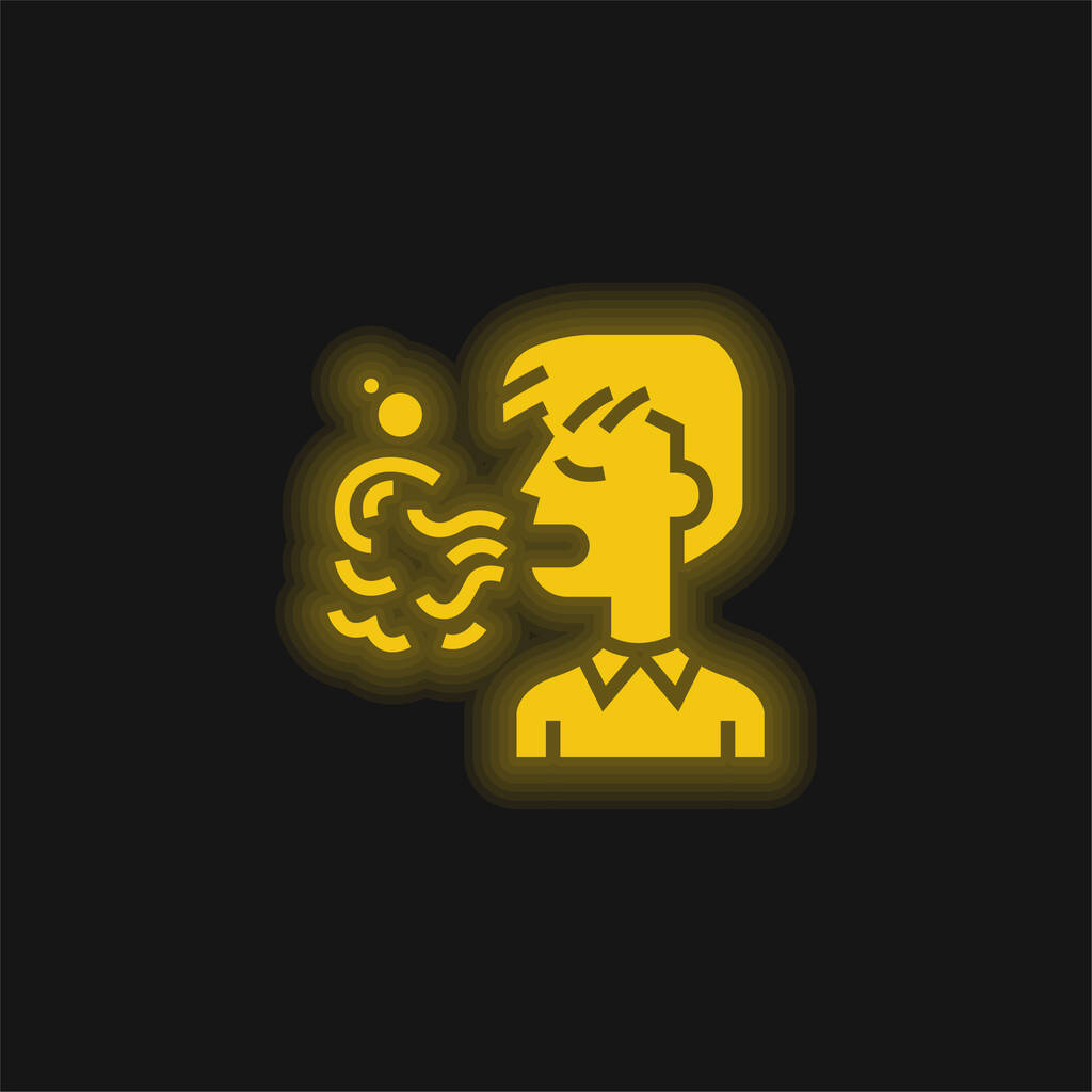Bad Breath gelb leuchtende Neon-Ikone - Vektor, Bild