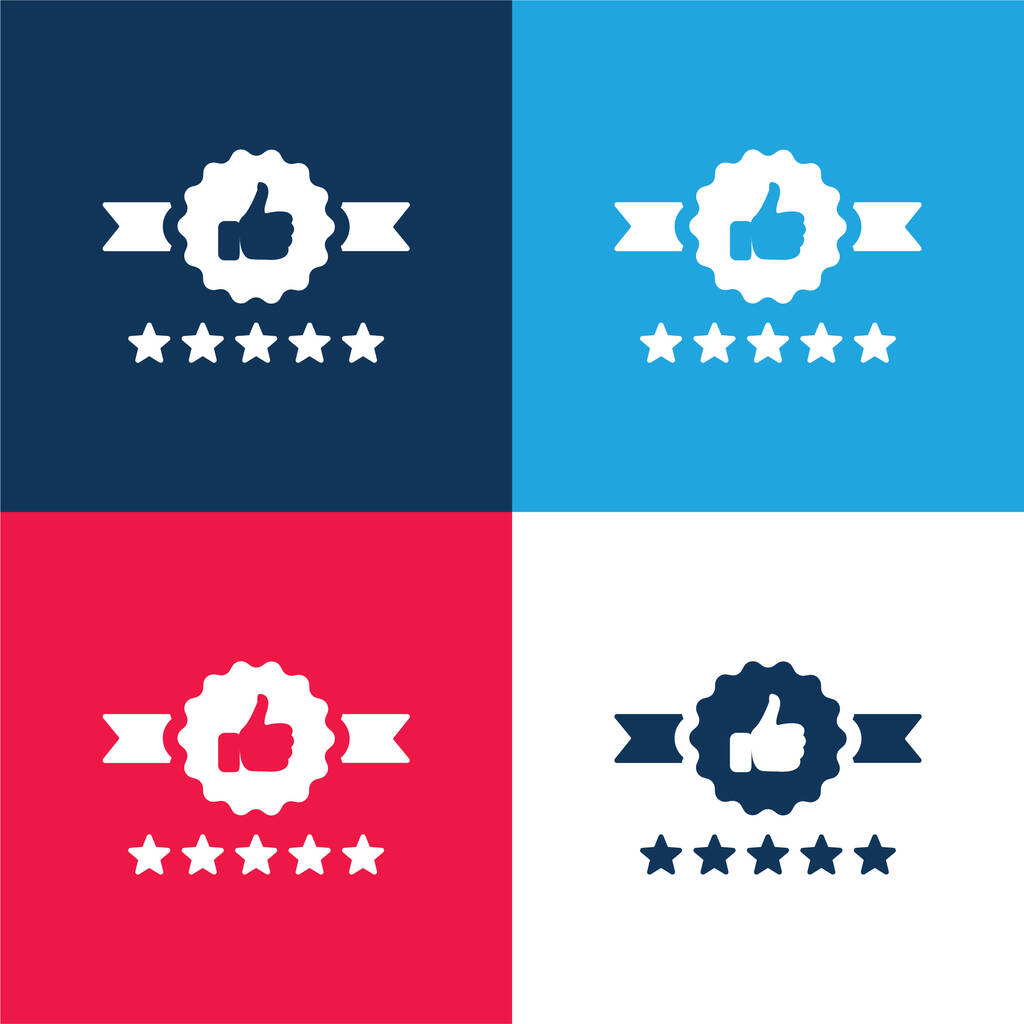 Abzeichen blau und rot vier Farben minimales Symbol-Set - Vektor, Bild