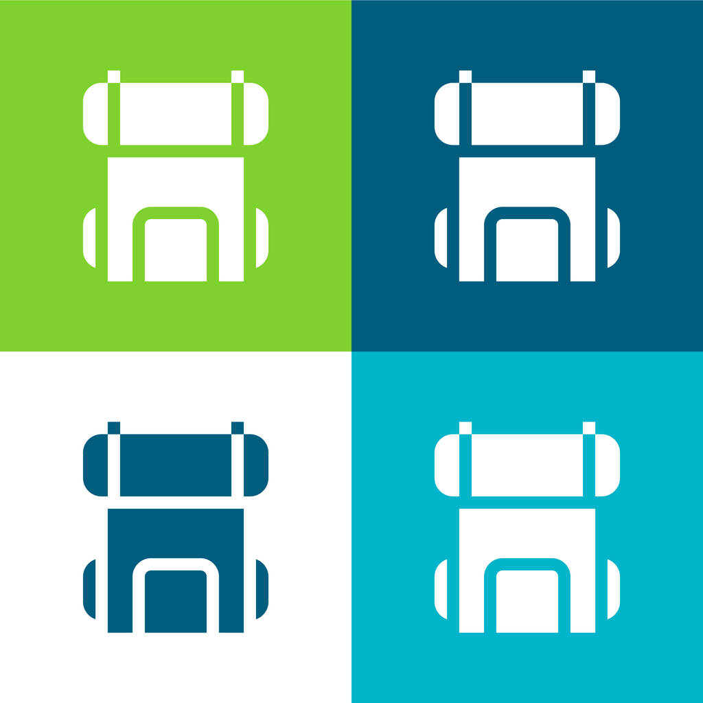 Rucksack flache vier farbige minimale Symbol-Set - Vektor, Bild