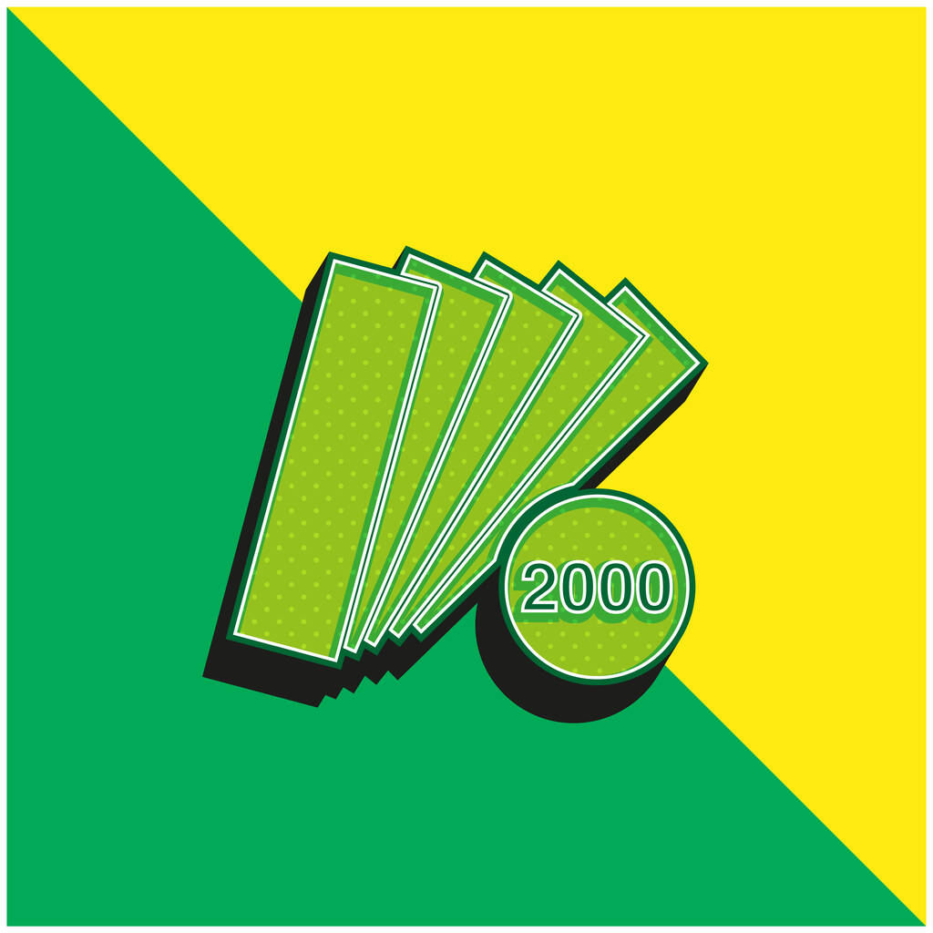 2000 Pièces Catalogue Logo vectoriel 3d moderne vert et jaune - Vecteur, image
