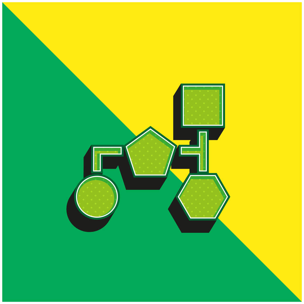 Bloque de esquema de las formas geométricas básicas Negro verde y amarillo moderno vector 3d icono logo - Vector, imagen