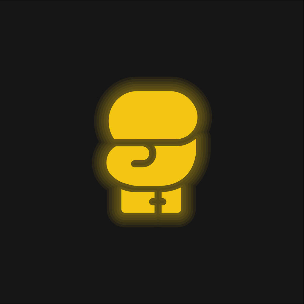 Boxing żółty świecący neon ikona - Wektor, obraz