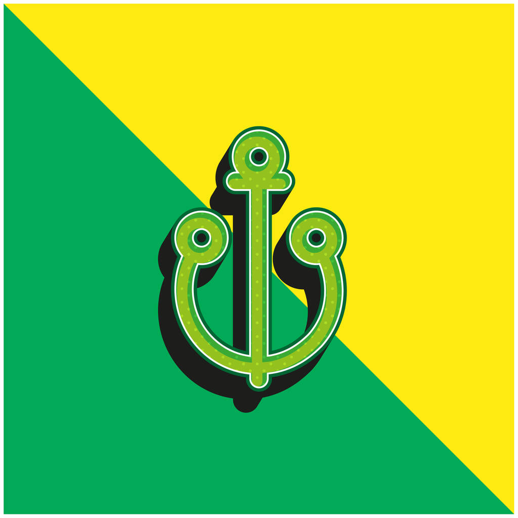 Kotwica Zielona i żółta nowoczesna ikona wektora 3D - Wektor, obraz
